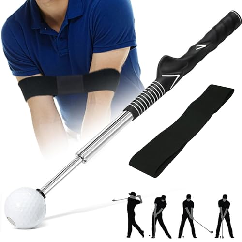 SAMPEN Golf Swing Training Aid, Stretchable Golf Swing Trainer Golf Grip Rod for Warm-up, Indoor Practice, Golf Stick Improve Rhythm, Flexibility, Balance, Tempo and Strength for Chipping Hitting