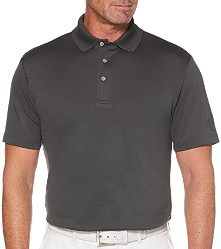 PGA TOUR mens Airfluxâ„¢ Solid Mesh Short Sleeve Polo Shirt, (Sizes - 4xl) Golf Shirt, Asphalt, XX-Large Big US