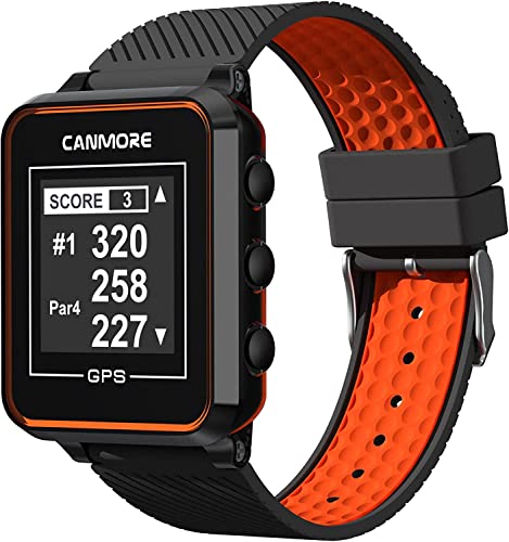 CANMORE TW353 Golf GPS Watch for Men and Women, High Contrast LCD Display, Free Update Over 40,000 Preloaded Courses Worldwide, Lightweight Essential Golf Accessory for Golfers, Black/Orange