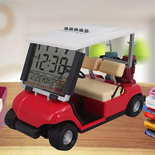 WLOOD Newest Version LCD Display Time Date and Temperature Mini Golf Cart Clock for Golf Fans Great Gift for Golfers Race Souvenir Novelty Golf Gifts (Red)