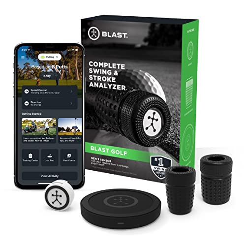 Blast Golf - Swing and Stroke Analyzer (Sensor) I Captures Putting, Full Swing, Short Game Bunker Modes, Air Mode, Slo-Mo Video Capture, App Enabled (iOS Android Compatible)