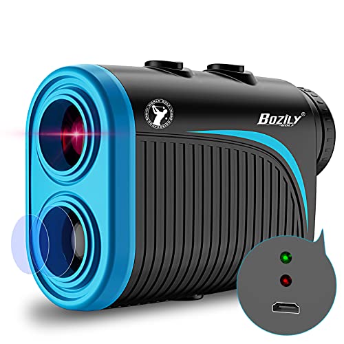 Bozily Golf Rangefinder with Slope, 6X Rechargeable Laser Range Finder with Charging Cord, 1200 Yards Flag-Lock, Slope ON/Off, Continuous Scan Support - Tournament Legal Golf Rangefinder