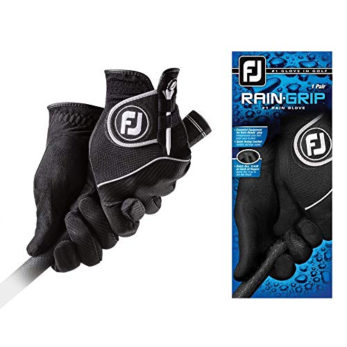 FootJoy Men's RainGrip Pair Prior Generation Golf Glove Black Medium/Large, Pair