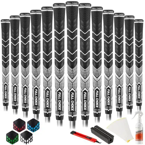 Rubber Golf Club Grips - Advanced Texture Control and High Feedback, Traction, & Non-Slip Design for All-Weather Firm Control, Superior Comfort & Responsiveness Grip Set,4 Colors(13 Grips Solvent Kit)