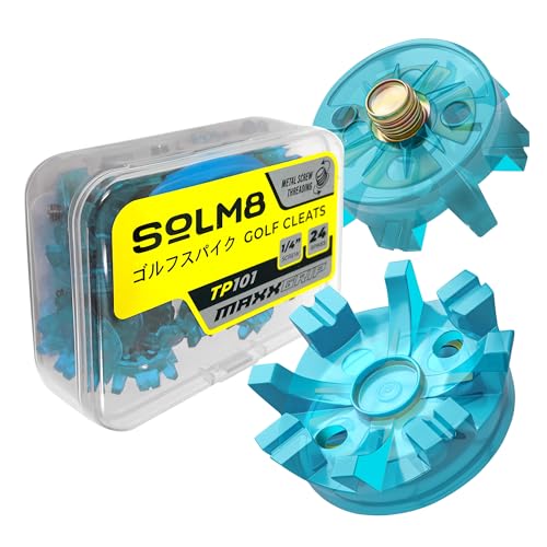 SOLM8 - Golf Shoe Cleats Metal Screw Threading Dia ¼ Inch Easy to Install on Golf & Cricket Spike Shoes