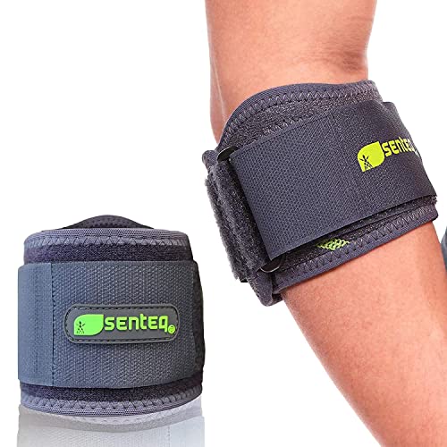 SENTEQ Elbow Brace Support Strap - Forearm Compression Sleeve, Tennis Elbow Brace for Men and Women, Fit Wrap Band for Weightlifting, Tennis, Golf Pressure Relief & Sports Injury Recovery, 1ct, 1-Pack