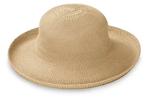 Wallaroo Hat Company Women’s Petite Victoria Sun Hat – Packable Design and Adjustable Sizing for Smaller Crown Sizes – Sophisticated Style for Parties, Beach and Outdoor Events (Tan)