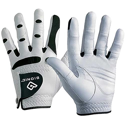 New Improved 2X Long Lasting Bionic StableGrip Golf Glove - Patented Stable Grip Genuine Cabretta Leather, Designed by Orthopedic Surgeon! (Men's Large, Worn on Left Hand)
