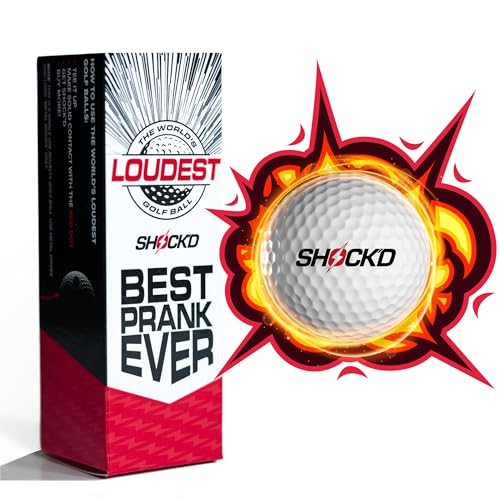 SHOCK'D GOLF BALLS - The World's Loudest Golf Ball - Viral Prank Ball (Sleeve of 3, Novelty) - White Dot Botton