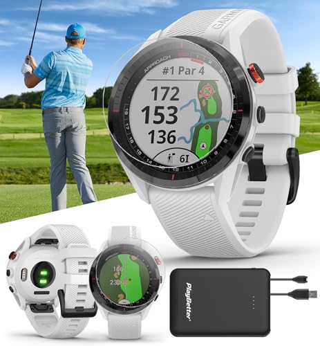 Garmin Approach S62 (White) Premium Golf GPS Watch Bundle - Built-in Virtual Caddie, Mapping & Full Color Screen - Includes PlayBetter Screen Protectors & Portable Charger