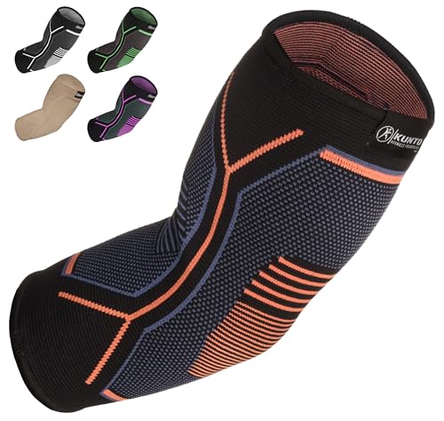 Kunto Fitness Elbow Brace Compression Support Sleeve for Tendonitis, Tennis Elbow, Golf Elbow Treatment - Reduce Joint Pain During Any Activity!
