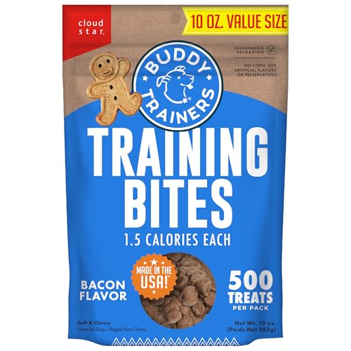 Buddy Biscuits Trainers 10 Oz. Pouch of Training Bites Soft & Chewy Dog Treats Made with Bacon Flavor