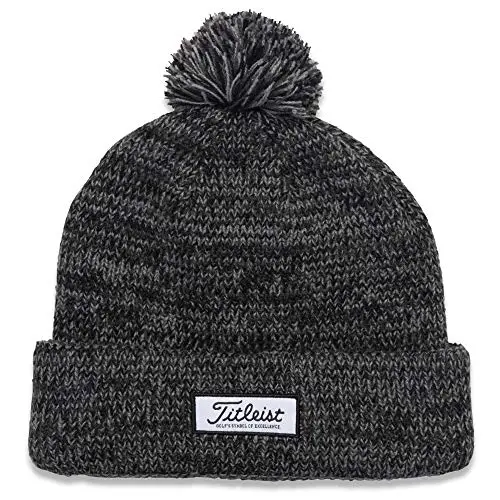 Titleist Men's Standard Pom Winter Golf Hat, Heathered Black, One Size Fits All