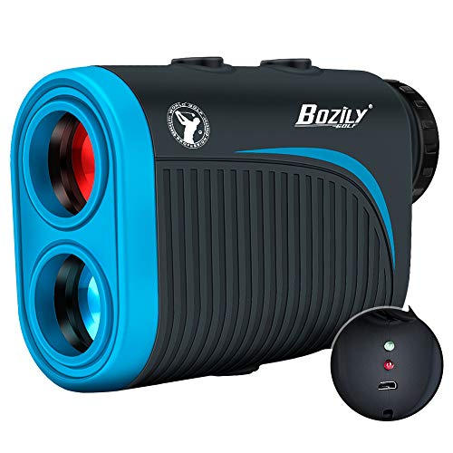Bozily Golf Rangefinder with Slope, 6X Rechargeable Laser Range Finder with Charging Cord, 1200 Yards Flag-Lock, Slope ON/Off, Continuous Scan Support - Tournament Legal Golf Rangefinder