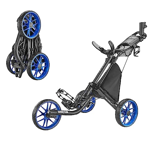 Caddytek CaddyLite EZ V8 3 Wheel Golf Push Cart - Golf Trolley Foldable Collapsible Lightweight Pushcart with Foot Brake - Easy to Open & Close