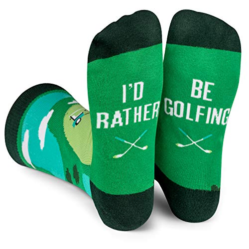 I'd Rather Be - Funny Socks For Men & Women - Gifts For Golf, Hunting, Camping, Hiking, Outdoors, Sports Unisex Adult (US, Alpha, One Size, Regular, Regular, Be Golfing)