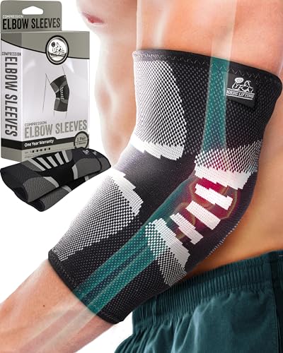 Nordic Lifting Elbow Compression Sleeves (1 Pair) for Men & Women - Support for Pain Relief, Tendonitis, Golfer’s & Tennis Elbow - Weightlifting Brace for Workout, Arm & Joint Recovery