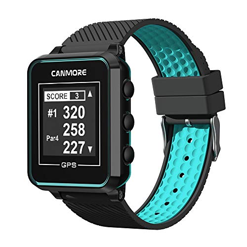 CANMORE TW-353 GPS Golf Watch - Essential Golf Course Data and Score Sheet - Minimalist & User Friendly - 38,000+ Free Courses Worldwide - 4ATM Waterproof - 1-Year Warranty - Black/Turquoise