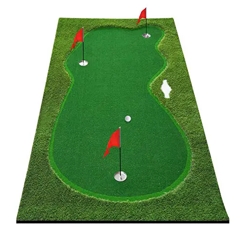 BOBURN Golf Putting Green/Mat-Golf Training Mat- Professional Golf Practice Mat- Green Long Challenging Putter for Indoor/Outdoor (5x10ft Green)