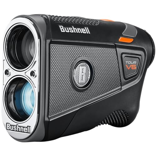 Bushnell Tour V6 Golf Rangefinder, Visual Jolt Flag Locking, Magnetic Mount, 1300 Yard Range 6X Magnification