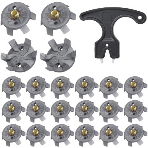 Cozypower 31 Pcs Golf Spikes Set Includes 30 Pcs Golf Cleats Replacement Black Golf Cleats Spanner Metal Thread Screw 6 mm Dia Golf Spike Tool for Lawn Cricket Shoe Golf Player Lover (Silvery Grey)