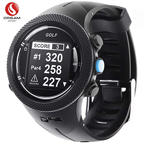 DREAM SPORT GPS Golf Watch Course Rangefinder Measure Shot and Recording Score with 40,000+ Courses Updating and 30Meter Waterproof - Warranty1.5 Year and Free Lifetime Brand Service DGF301 (Black)