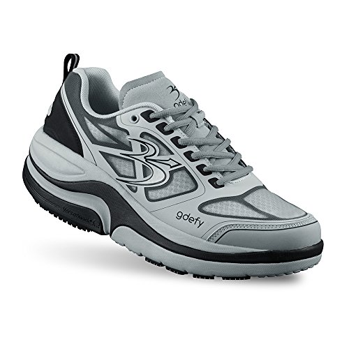 G-DEFY ION Men’s Orthopedic Walking Shoe | VersoShock Technology for Pain Associated with Prolonged Standing or Walking | Arch Support | Diabetic Shoes | Wide Shoes | Free Custom Orthotic Grey