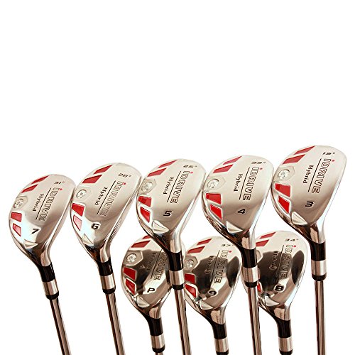 Senior Women's Golf Clubs All Ladies iDrive Hybrid Set Includes: #3, 4, 5, 6, 7, 8, 9, PW. Lady L Flex Right Handed Utility Clubs with Premium Ladies Arthritic Grip. 60+ Years Old