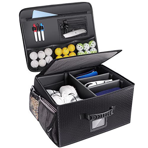 Champkey Golf Trunk Organizer Storage-Portable and Foldable Golf Travel Storage Locker Ideal for Travel Golf and Car Golf (Black)