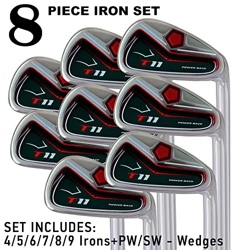 T11 Power Back Tall Iron Set 4-SW Custom Made Golf Clubs Right Hand Regular R Flex Steel Shafts Jumbo Golf Grips +2' Longer Men's Standard Irons