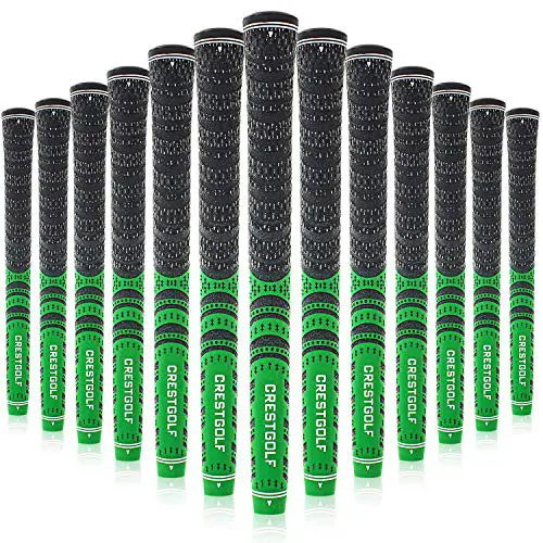 Multi -Compound Golf Club Grips, MidSize All-Weather Control Thread Technology Rubber Combine with Carbon Yard, Anti-Slip-Set of 13(Green,midsize)