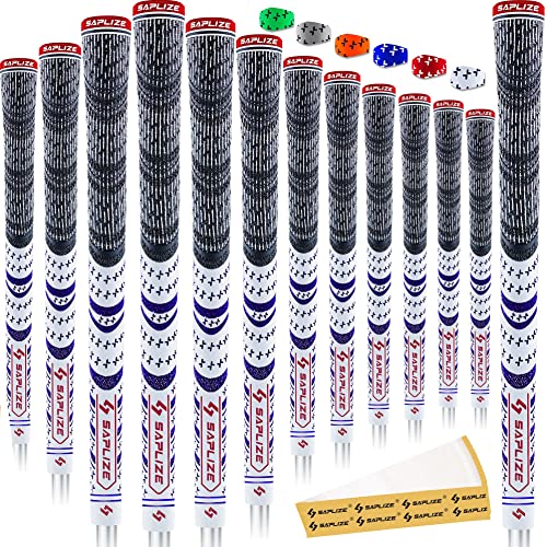 SAPLIZE Golf Grips Upgrade kit(13 grips with 15 Tapes), MultiCompound Hybrid Golf Club Grips, Standard Size, White CL03 Series