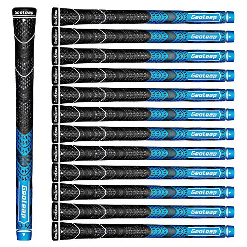 Geoleap Golf Grips Set of 13- Cord Rubber Compound Material, Hybrid Golf Club Grips, All Weather Performance.(Blue, Standard)